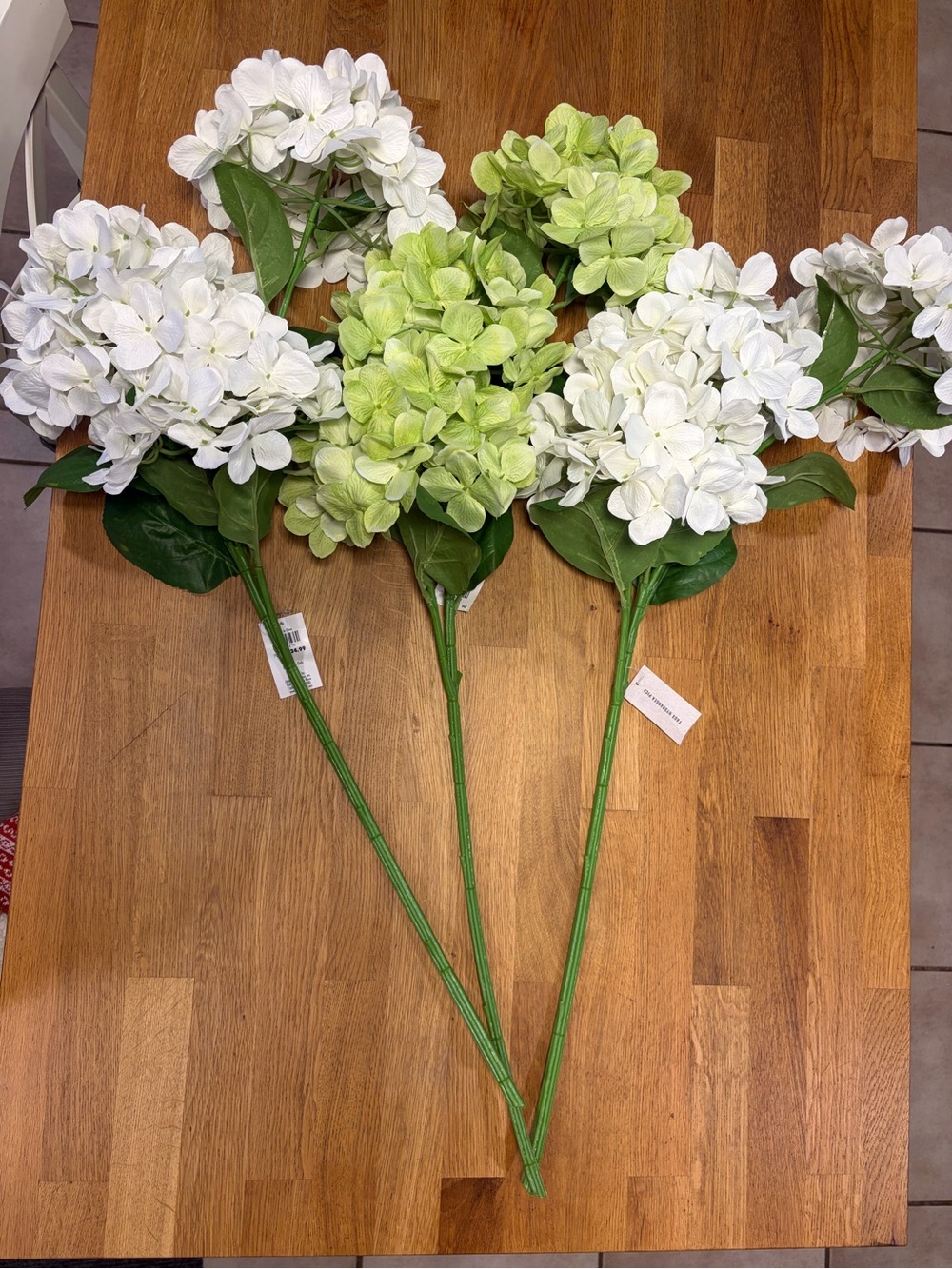 3 pc. Artificial Hydrangea Stem Bouquet - White and Light Green